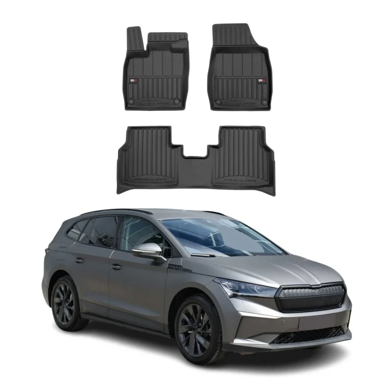 OMAC Gummi Fußmatten für Skoda Enyaq 2020-2026 Premium TPE Automatten Schwarz 4x