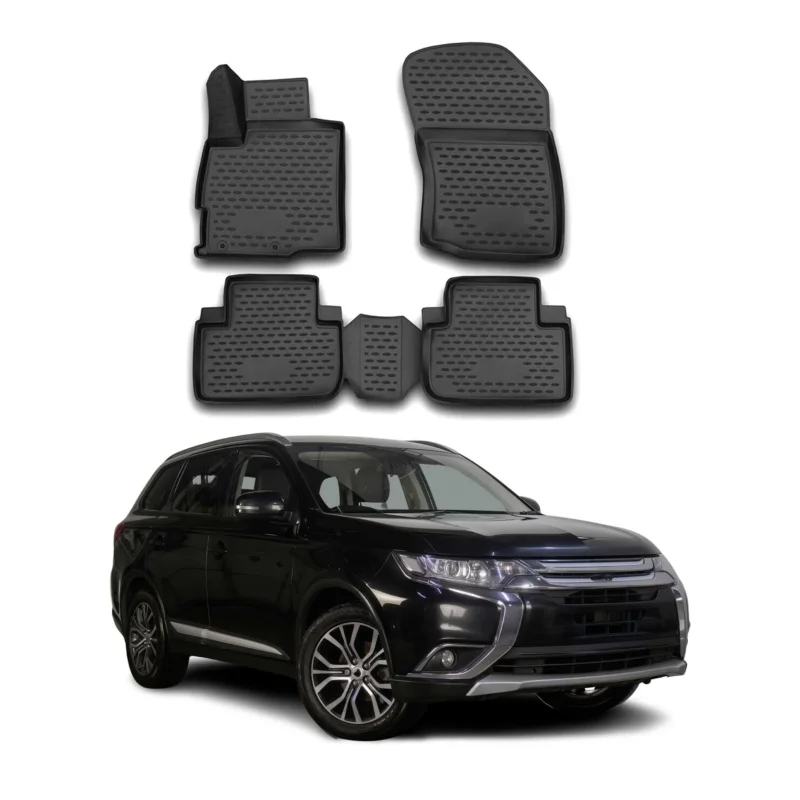 OMAC Gummimatten Fußmatten für Mitsubishi Outlander 2WD 2013-2021 TPE Schwarz 4x