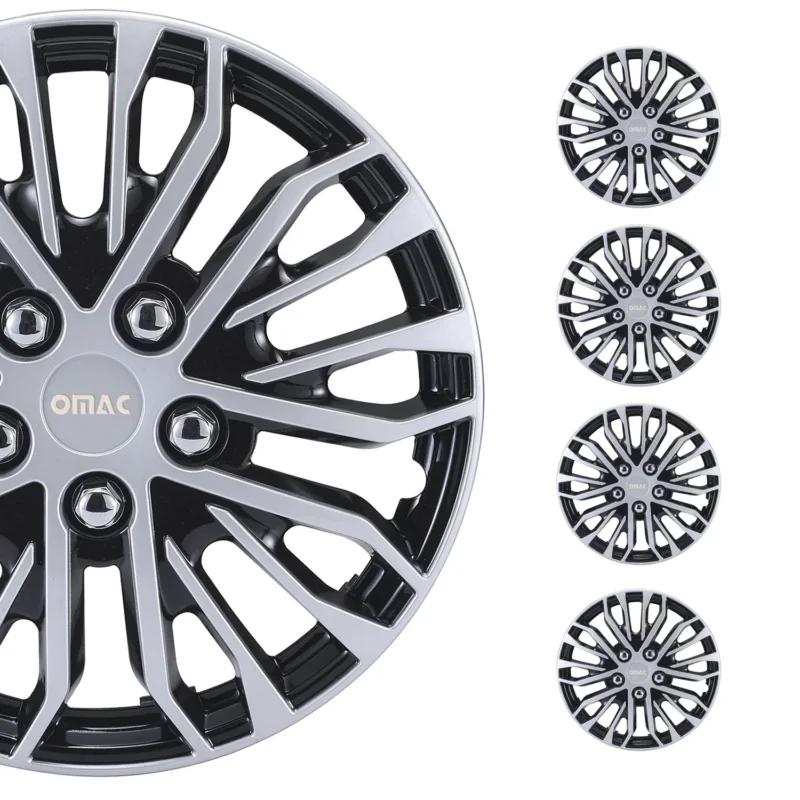 14 Zoll Radkappen Universal Radzierblenden Grau-Schwarz ABS 4 Stück Radblenden