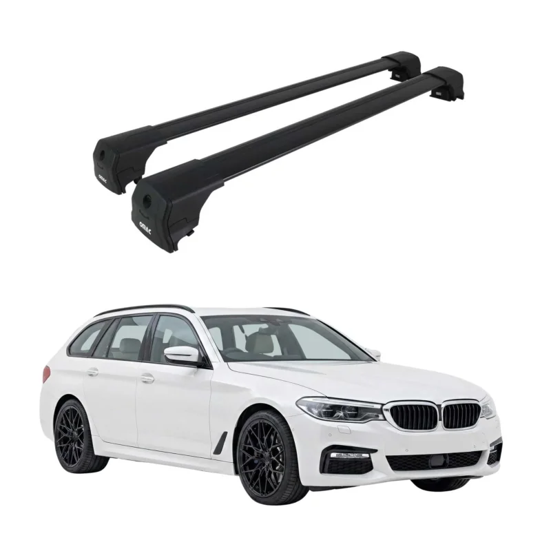 Dachträger Grundtäger für BMW 5er Touring G31 2017-2023 Aluminium Schwarz 2 tlg