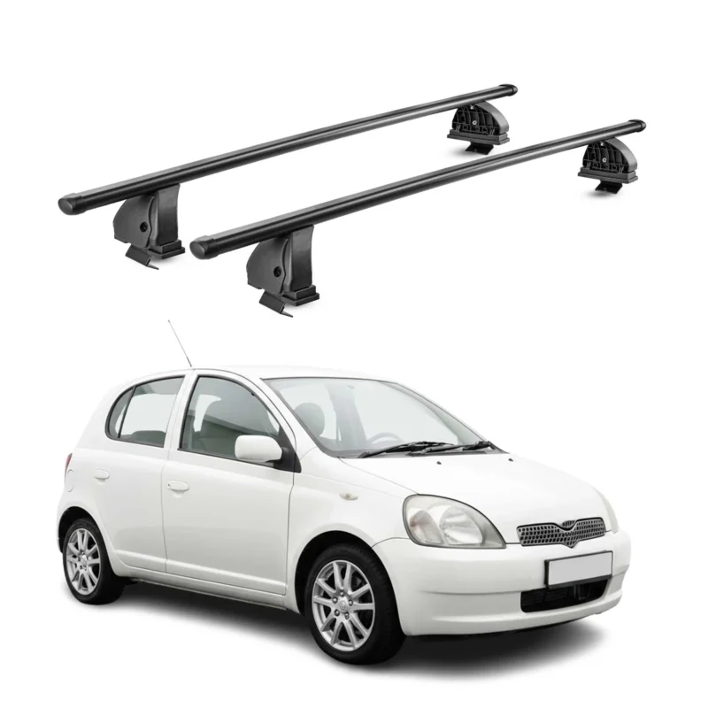 Stahl Dachträger für Toyota Yaris I Schrägheck 1999-2005 TÜV 75 kg 2tlg Schwarz