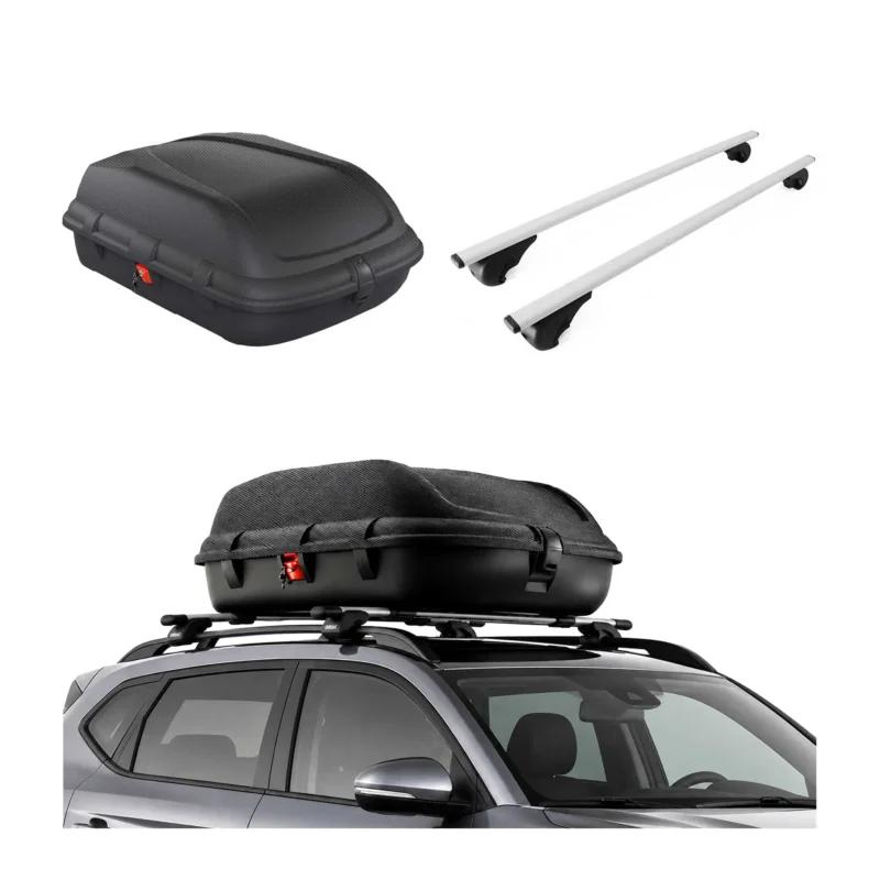 Carbonlook Dachbox 270L + Dachträger Skoda Fabia III Kombi 2014-2021 Silber