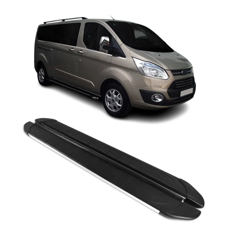 Trittbretter Seitenschweller für Ford Transit Custom I 2012-2023 L2 Schwarz Alu