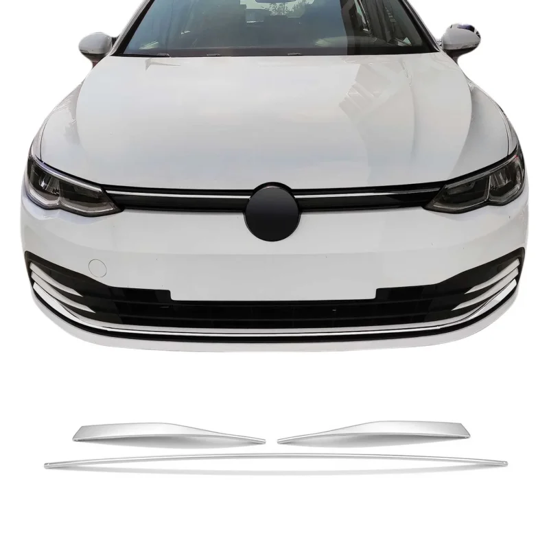 Kühlergrill Leisten Grillleisten für VW Golf 8 Schrägheck 2019-2026 Chrom 3tlg