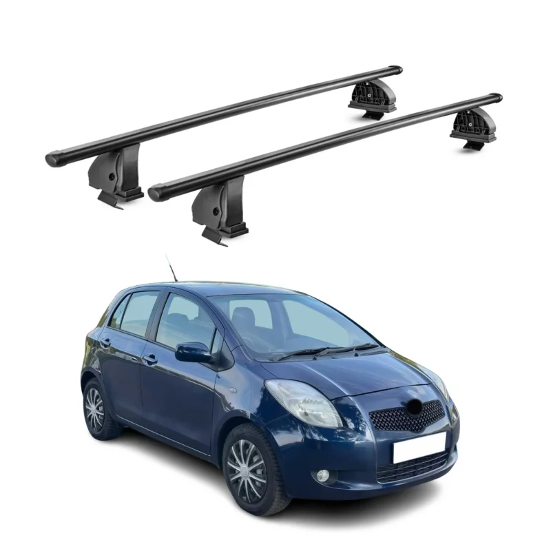Stahl Dachträger für Toyota Yaris II Schrägheck 2006-2011 TÜV 75 kg 2tlg Schwarz