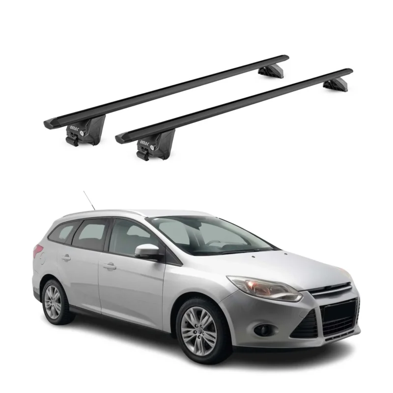 Dachträger für Ford Focus III Turnier 2011-18 100kg Aluminium Schwarz 2 tlg ABE