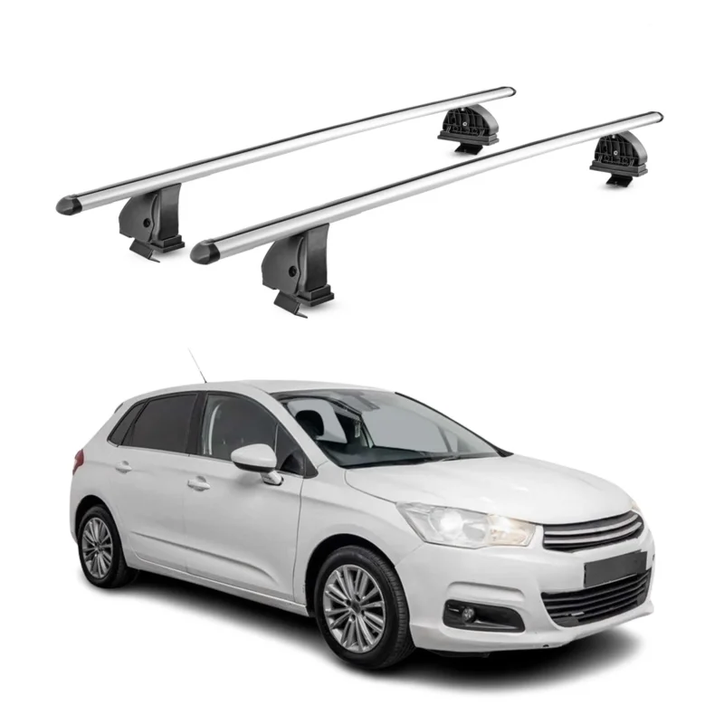 Alu Dachträger für Citroen C4 II 2010-2018 TÜV T-Nut Abschließbar 2tlg Silber