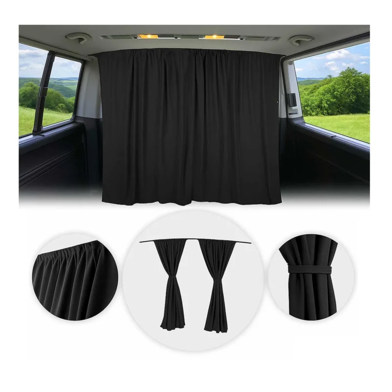 Maß Gardinen für VW T5 L1 L2 Fahrerhaus Abtrennung Sonnenschutz Schwarz