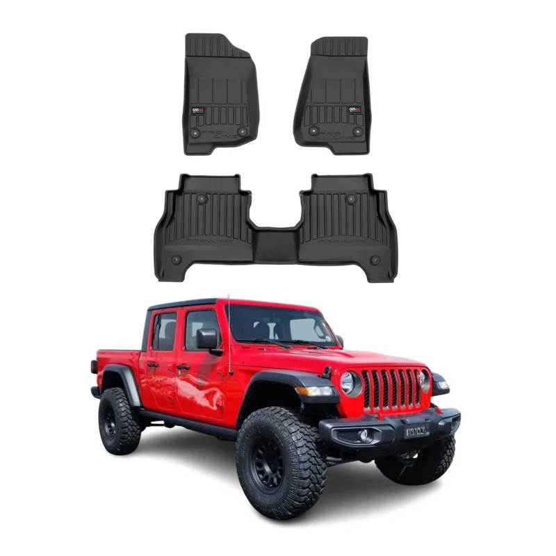 OMAC Gummi Fußmatten für Jeep Gladiator Pick-up 2020-2026 Premium TPE Schwarz 3x