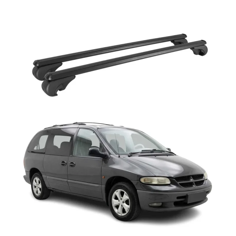 Dachträger Grundträger für Chrysler Voyager 1996-2000 TÜV Aluminium Schwarz 2tlg