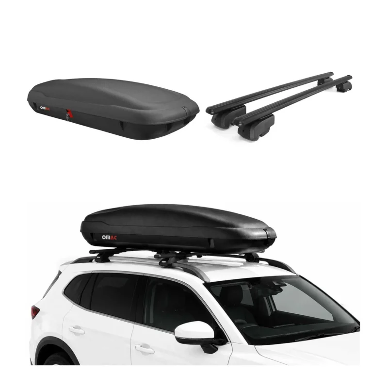 Carbonlook Dachbox 400L + Alu Dachträger VW Passat B8 Variant 2014-2019 Schwarz