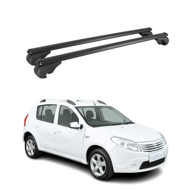 Dachträger Grundträger für Dacia Sandero I 2008-2012 TÜV Aluminium Schwarz 2tlg