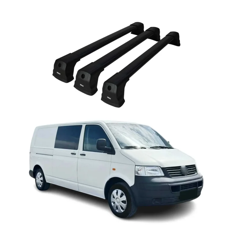 Dachträger für VW T5 T6 Transporter Multivan Caravelle 2003-2024 Alu Schwarz 3x