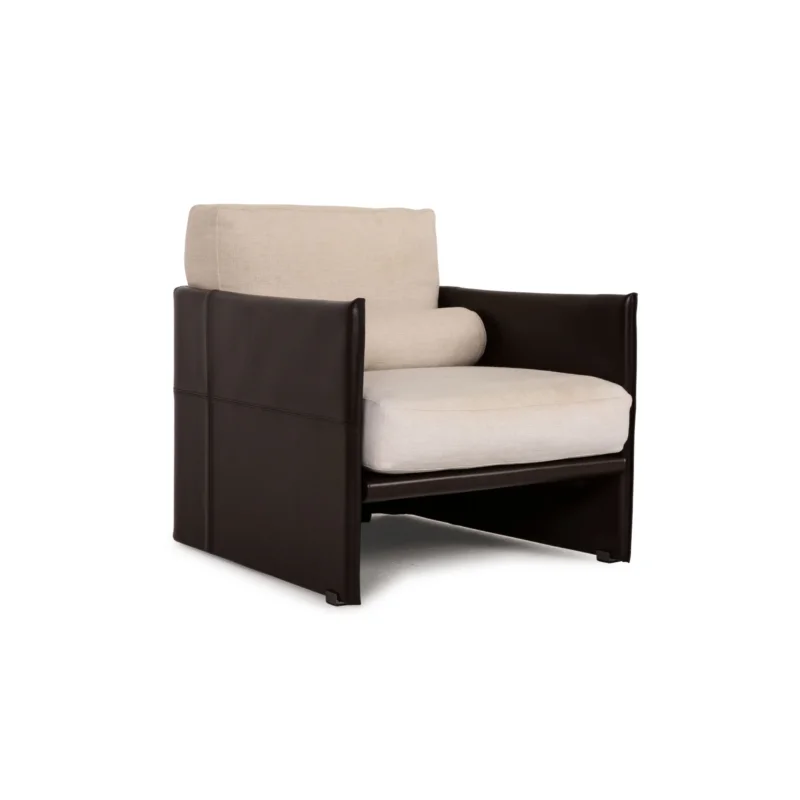 Minotti Stoff Leder Sessel Braun Creme