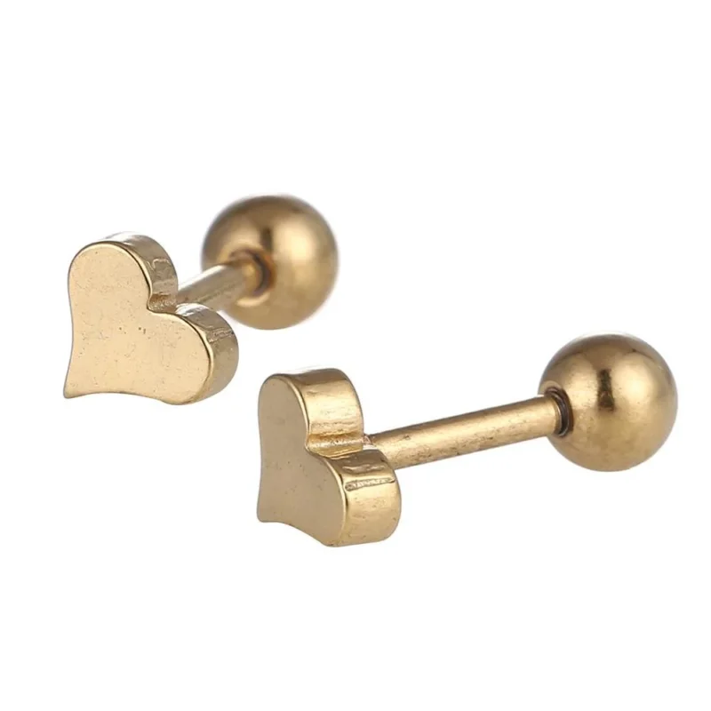 modischer Piercing straight Barbell aus Edelstahl goldfarben Herz - chic - net.de