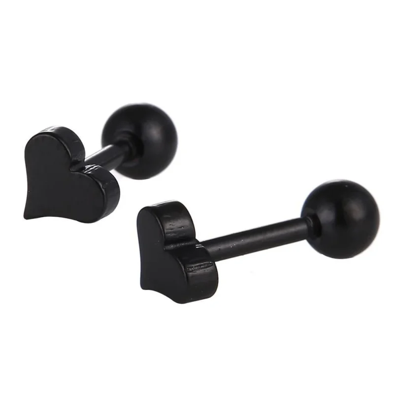 modischer Piercing straight Barbell aus Edelstahl schwarz Herz - chic - net.de