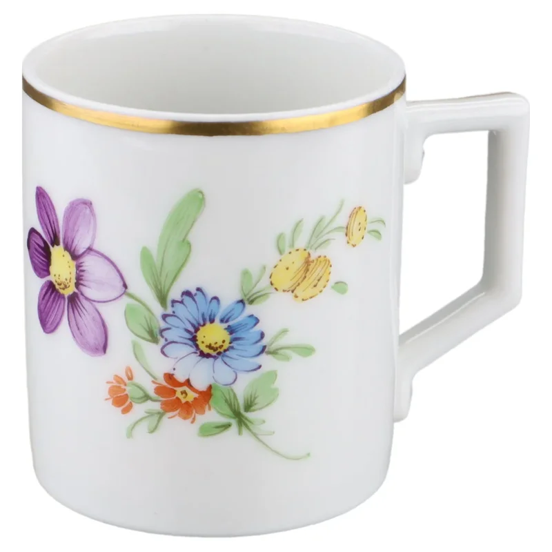 Mokkatasse Espressotasse Blüte Lila Höchst Höchster Porzellanmanufaktur Kurfürst Bunte Blume