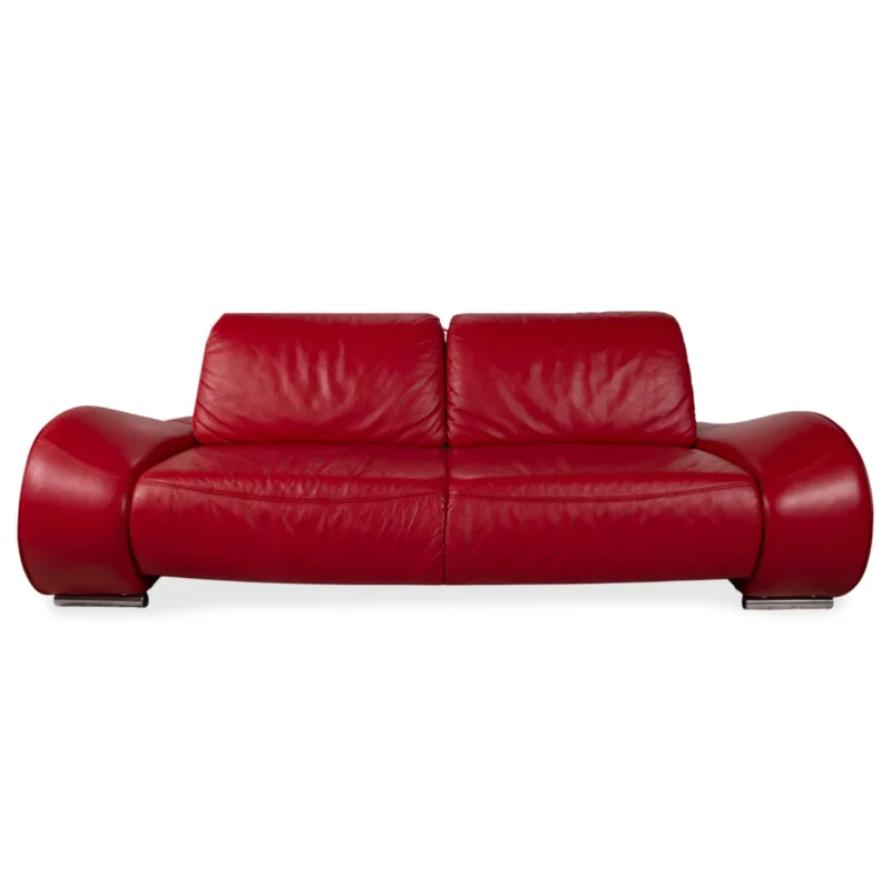Musterring Leder Zweisitzer Rot Sofa Couch manuelle Funktion