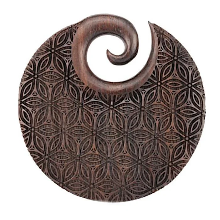 Narra - Holz Ohr Gewicht Blume des Lebens 8mm Ear Weights - chic - net.de