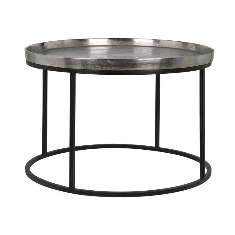 Richmond Interiors Couchtisch Lyam Silber | Ø 70 cm