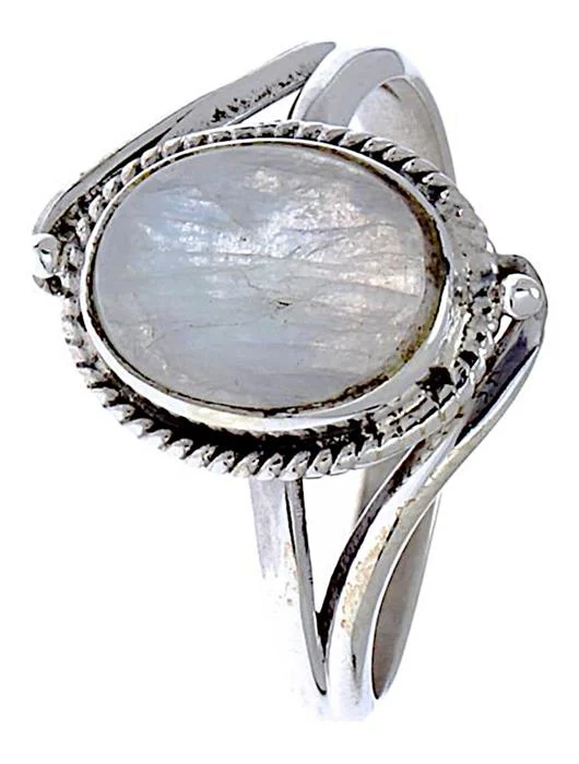 Ring Mondstein Seil Bögen Kugeln oval 925 Silber - chic - net.de