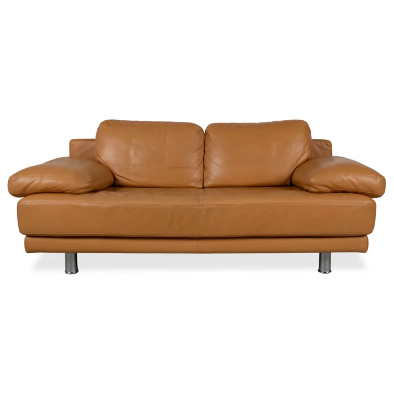 Rolf Benz 355 Zweisitzer Leder Sofa Cognac Couch manuelle Funktion
