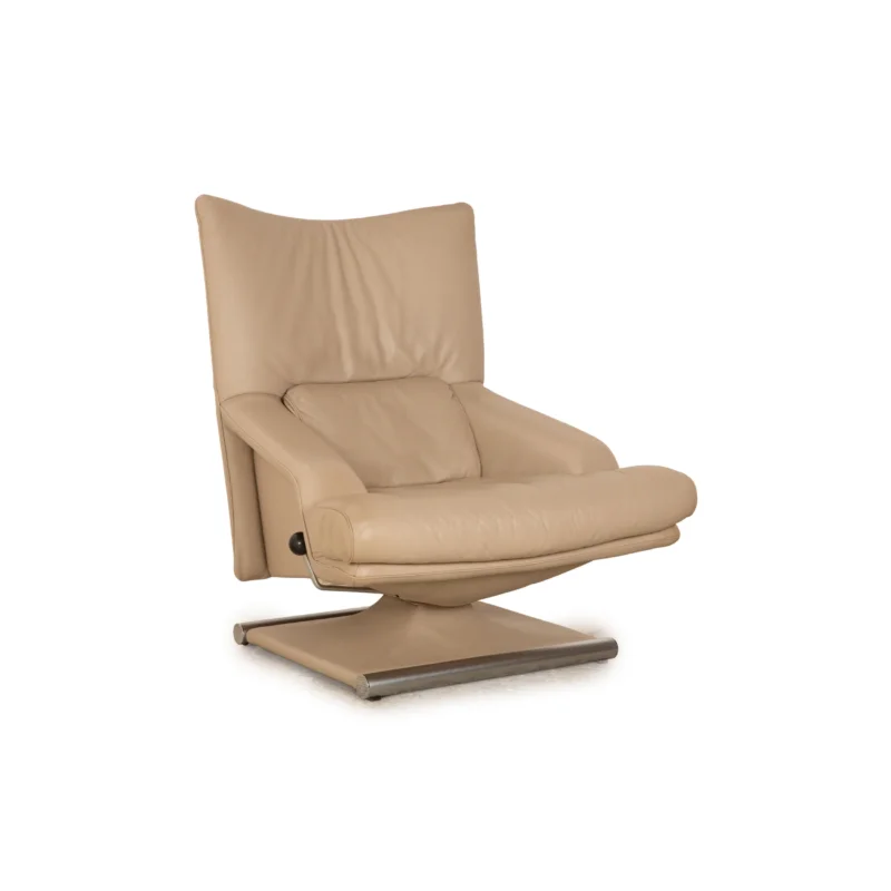 Rolf Benz 6500 Leder Sessel Beige Taupe Drehfunktion