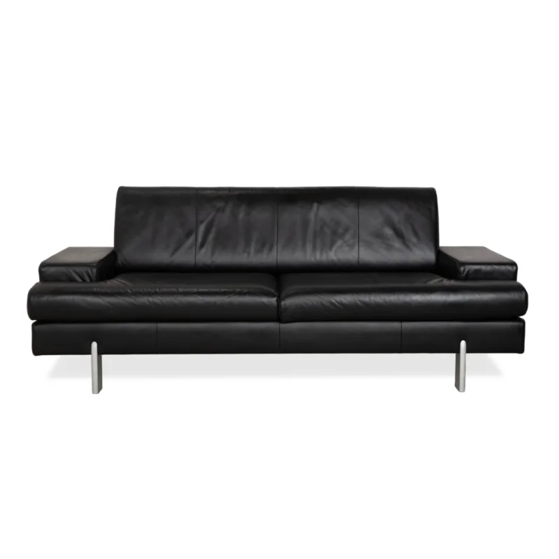Rolf Benz AK 644 Leder Dreisitzer Schwarz Sofa Couch