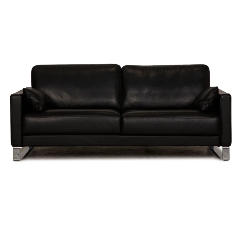 Rolf Benz Ego Leder Sofa Schwarz Zweisitzer Couch