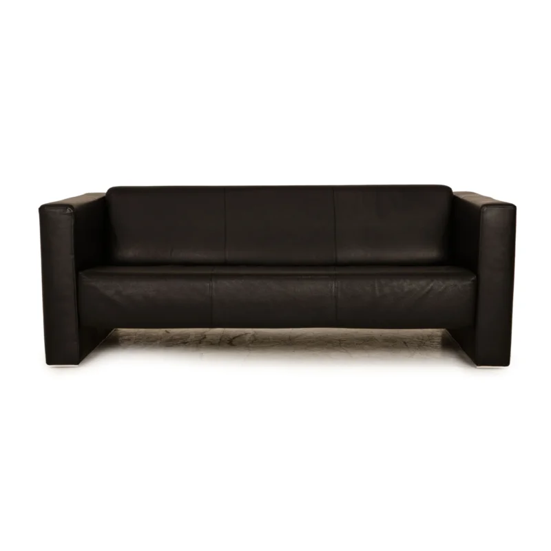 Rolf Benz Leder Zweisitzer Schwarz Sofa Couch