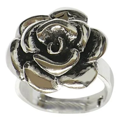 Silberring Rose dunkel oxidiert Ring 925er Sterling Silber Damen Designer Schmuck - chic - net.de