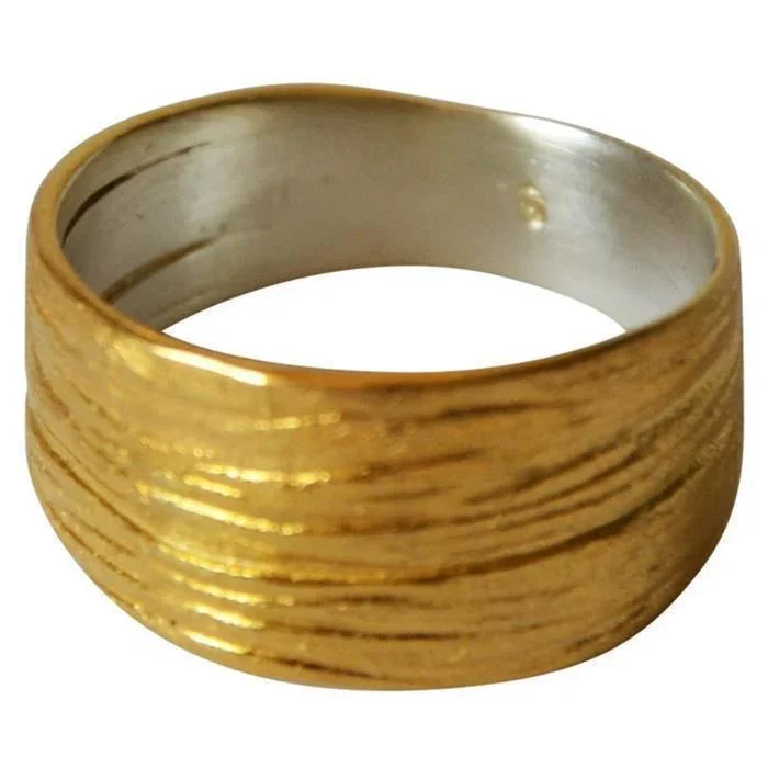 Silberring vergoldet 925 Sterlingsilber Bandring Linien - chic - net.de
