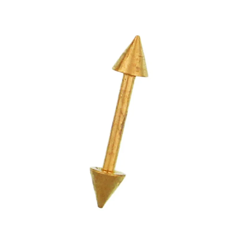 Straight Barbell Piercing mit Cones goldfarben aus Edelstahl mit Spitzen - chic - net.de