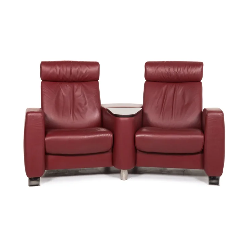Stressless Arion Leder Sofa Rot Zweisitzer Funktion Couch #13342