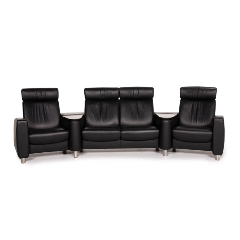 Stressless Arion Leder Sofa Schwarz Viersitzer Funktion Stauraum Funktion #14305