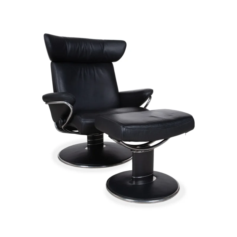 Stressless Jazz Leder Sessel Schwarz inkl. Hocker Größe L