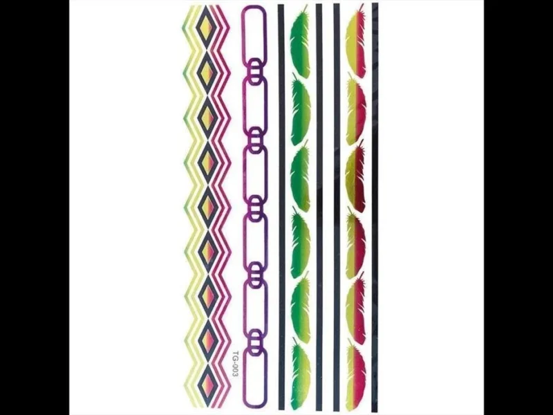Tattoo Motivbogen metallic schillernd bunt temporär Federn Klebetattoos Schmuck Tattoos - chic - net.de
