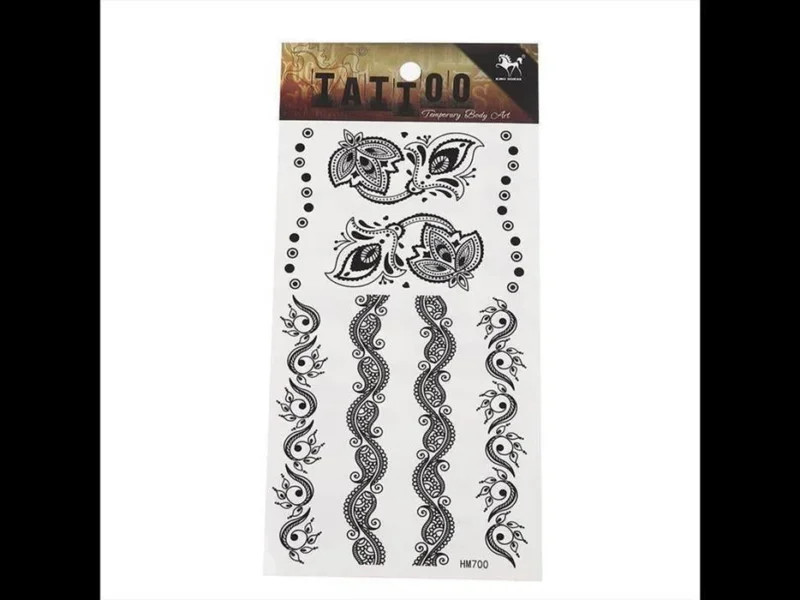Tattoo schwarz Schnörkel Blumen Ranken länglich Armband Handgelenk temporär Klebetattoos - chic - net.de