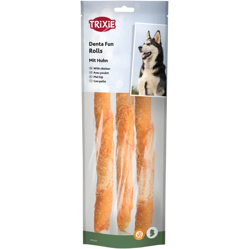 TRIXIE Denta Fun Kaurollen Huhn 250 g (3 Stück)