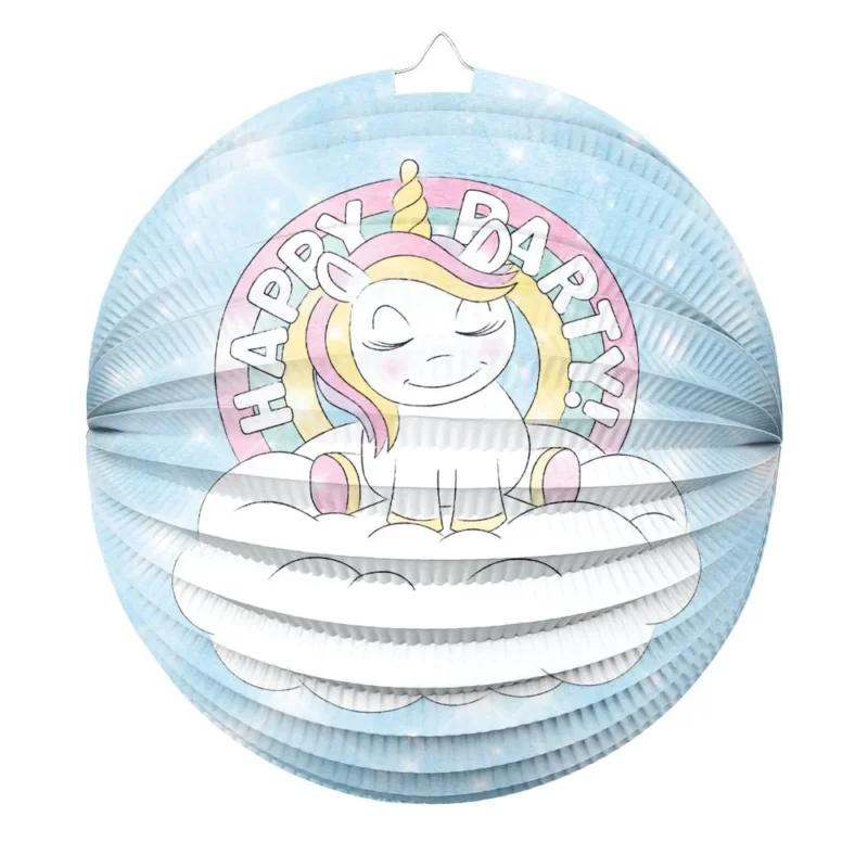 Einhorn-Lampion, rund, „Happy Birthday“ von WeFiesta kannst du bei Partywinkel kaufen
