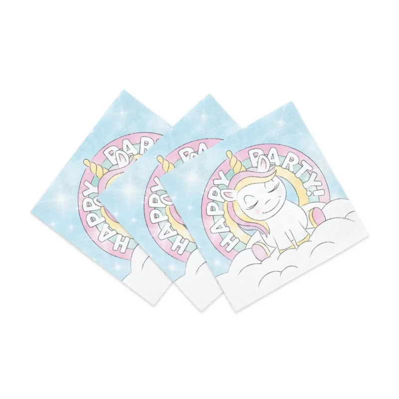 Unicorn-Servietten „Happy Birthday“, 33 cm, 20 Stück von WeFiesta kannst du bei Partywinkel kaufen
