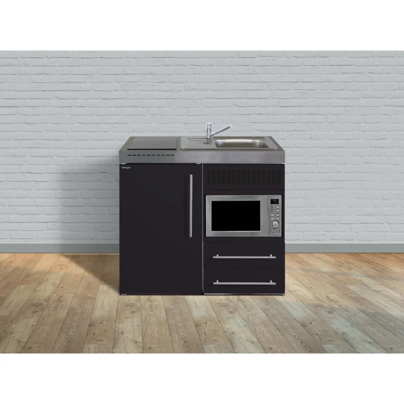 Stengel - Mini-Küche Miniküche Premiumline MPMSM100MWIKFliBre Schwarz matt