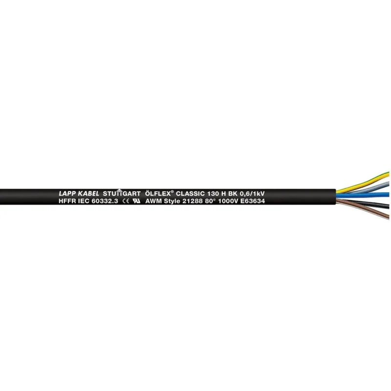 Lapp Kabel&Leitung - Energiekabel >= 1 kV, für ortsveränderlichen Einsatz ÖLFLEX CLASSIC 130 H BK 1123421 0,6/1 kV 5G1,5