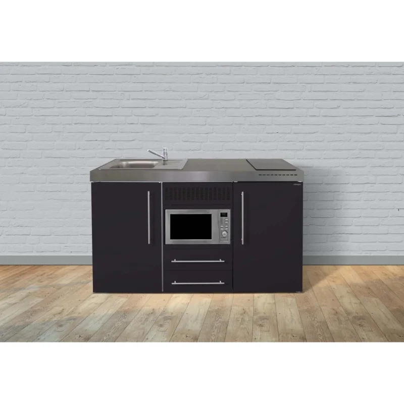 Stengel - Mini-Küche Miniküche Premiumline MPMSM160MWGKFliBr2Sn Schwarz matt