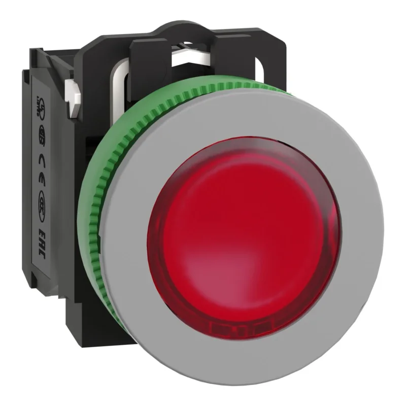 Schneider Electric - Drucktaster, Komplettgerät Leuchtdrucktaster XB5FW34G5C0 rot,30mm,120V,1S+1Ö