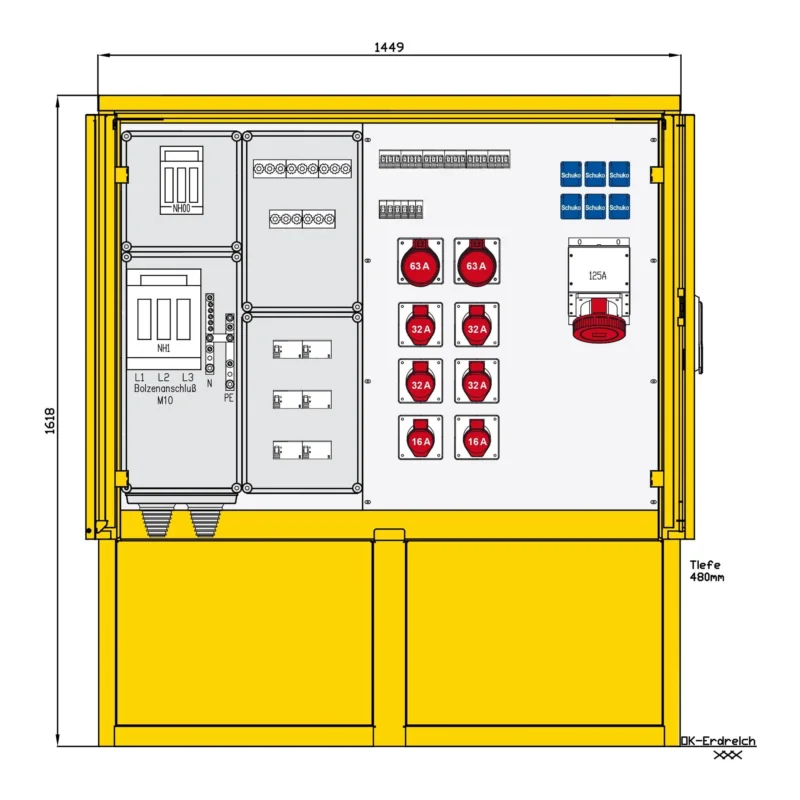 Walther Werke - Baustromverteiler Edelstahlstromverteiler 83216100 mit 6 RCDs TypA