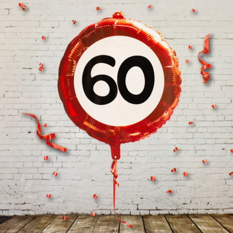 Folienballon Verkehrsschild 60 | Luftballon zum 60. Geburtstag