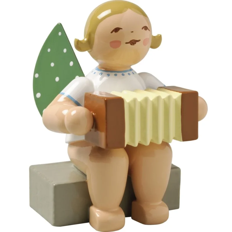 WUK-650/8a-blondeHaare - Wendt & Kühn 'Orchesterengel, Engel mit Harmonika 650/8a, h 5cm' blonde Haare