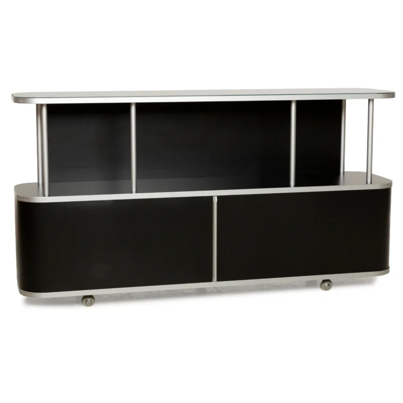 WOGG 18 Liva Glas Sideboard Schwarz Silber Metall Rolltüren