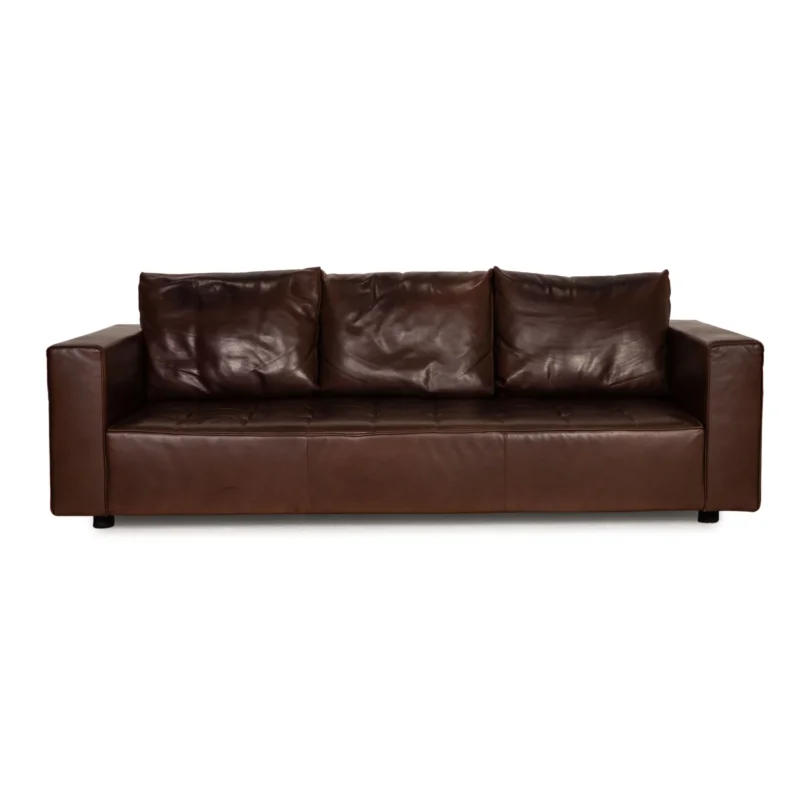 Zanotta Kilt Leder Sofa Braun Dreisitzer Couch